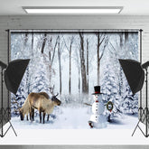 Lofaris Winter Wild Wald Elch Schneemann Weihnachten Hintergrund